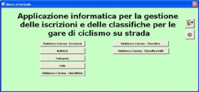 Il menu all'apertura dell'applicativo