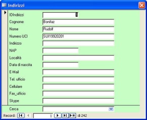 La maschera per l'inserimento o la modifica dei dati del partecipante