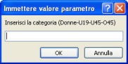 La maschera per la selezione della categoria per cui si vuole inserire il tempo e il rango