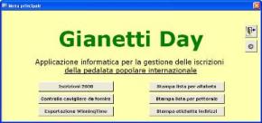 Il menu all'apertura dell'applicativo