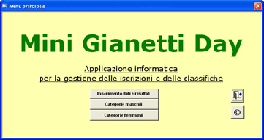 Il menu all'apertura dell'applicativo