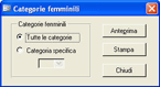 La maschera di selezione per le categorie femminili